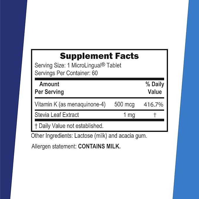 Superior Source Vitamin K2 500 mcg MK-4 - Bone Strength & Health Support Supplement - Vitamin K Supplement Aids Soft Tissue Health & Calcium Absorption - 60 Sublingual Dissolving Tablets