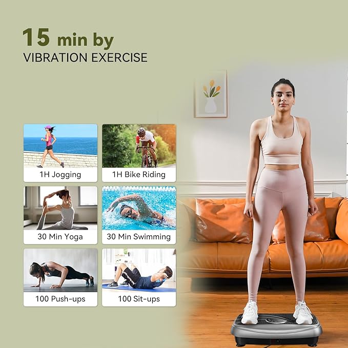 UCIN Vibration Plate Exercise Machine, Vibration Plate for Lymphatic Drainage, 330 Lbs Capacity Vibrating Plate for Weight Loss Home Fitness with Resistance Bands/Pilates Ball