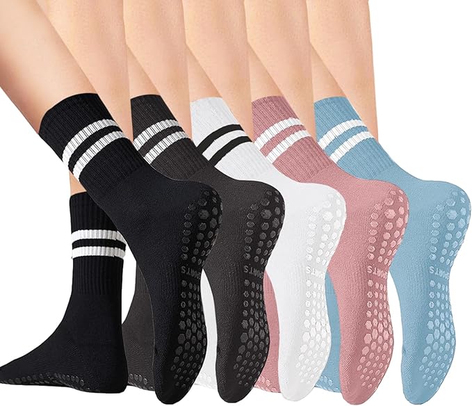 Non Slip Pilates Socks with Grips for Women, Yoga Socks For Pure Barre,Hospital, Athletic Socks