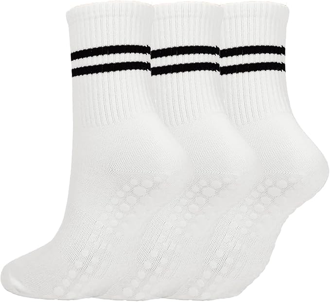3/6 Pairs Cute Pilates Socks with Grips,Yoga Socks Barre Sock Non Slip Embroidery for Barre Ballet Workout