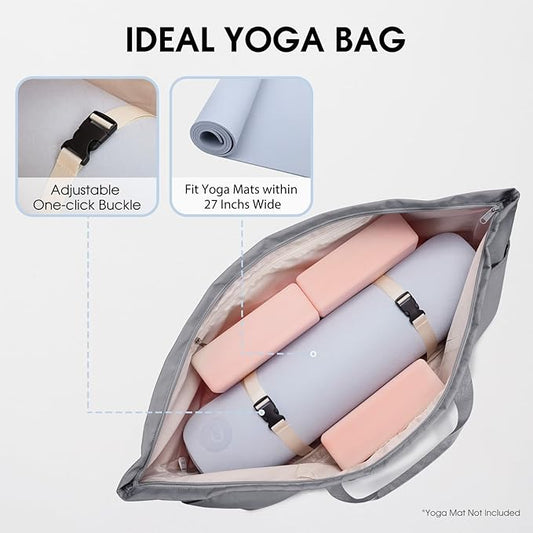 Large Yoga Mat Bag with Shoes Compartment and Wet Pocket Ladies Pilates Gym Tote Bag with Yoga Mat Holder Strap for Women Men Workout Carrier Stuff Accessories