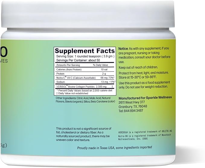 Sparkle Wellness VERISOL Bioactive Hydrolyzed Collagen Peptides | Collagen Powder Supplement with Vitamin C for Skin, Hair & Nail Health | Skin Boost (Tropical) [50-Serves]