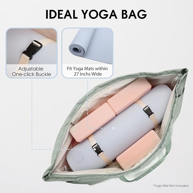 Large Yoga Mat Bag with Shoes Compartment and Wet Pocket Ladies Pilates Gym Tote Bag with Yoga Mat Holder Strap for Women Men Workout Carrier Stuff Accessories