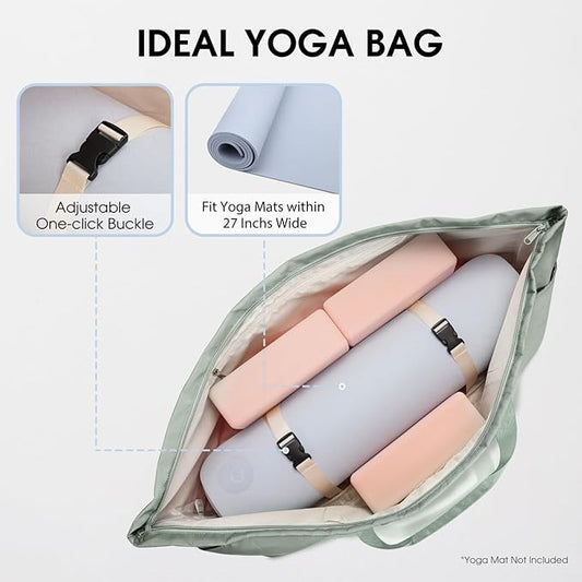 Large Yoga Mat Bag with Shoes Compartment and Wet Pocket Ladies Pilates Gym Tote Bag with Yoga Mat Holder Strap for Women Men Workout Carrier Stuff Accessories