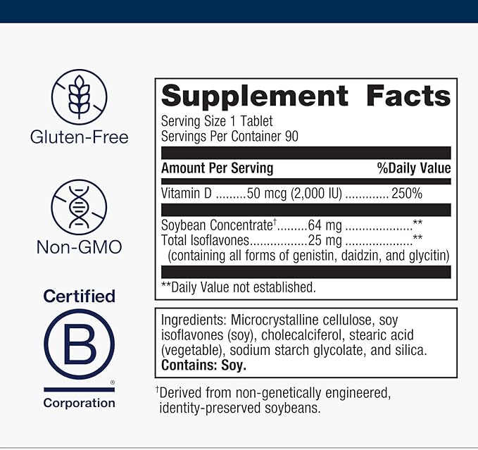 Metagenics D3 2000 IU Complex Vitamin D3 Supplement - Supports Bone Health, Immune & Healthy Inflammation Response* - with Isoflavones for Absorption - Gluten Free - 3 Month Supply - 90 Count