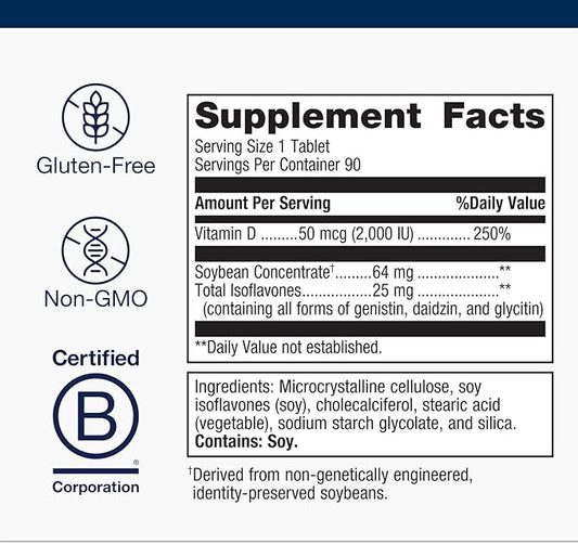 Metagenics D3 2000 IU Complex Vitamin D3 Supplement - Supports Bone Health, Immune & Healthy Inflammation Response* - with Isoflavones for Absorption - Gluten Free - 3 Month Supply - 90 Count