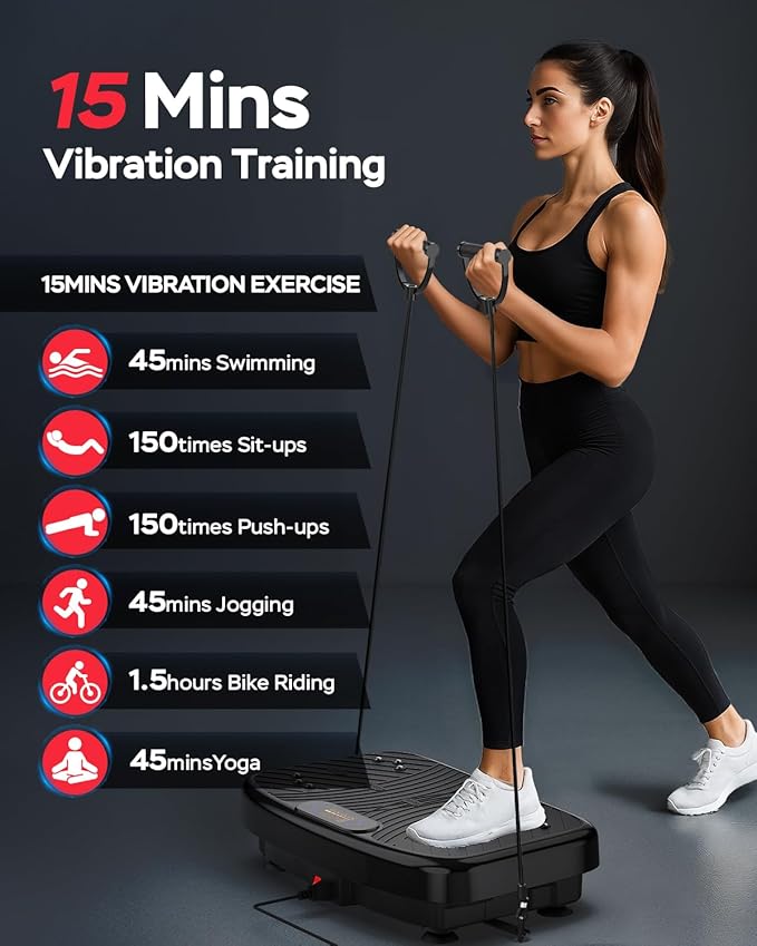 Vibration Plate Exercise Machine, Vibrating Plate Platform for Lymphatic Drainage with 200 Adjustable Speeds, Power Vibration Plate for Weight Loss & Fitness, Supports Max Weight 450 Lbs