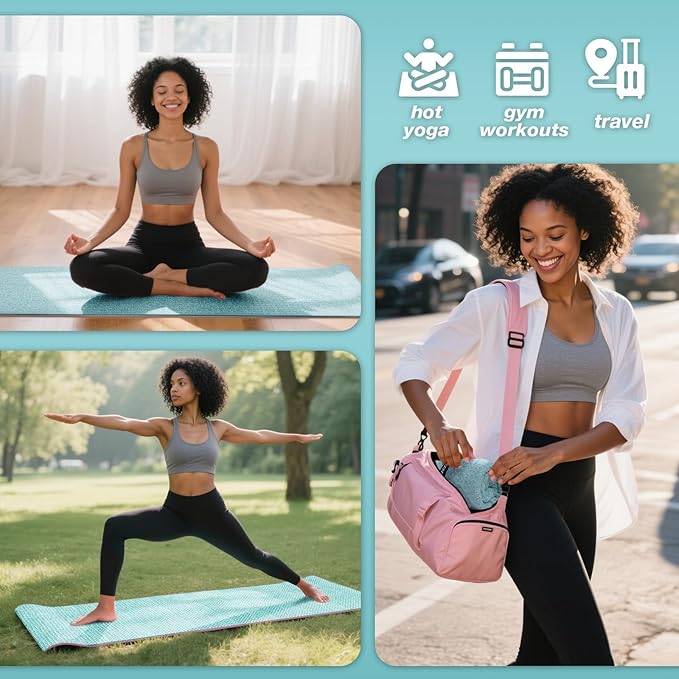 2 Pack Hot Yoga Towel, Yoga Mat Towels Non Slip for Hot Yoga with Strap, Microfiber Yoga Accessories, Soft Absorbent Quick Dry, Pilates Exercise Fitness 24" X 72"Blue Green
