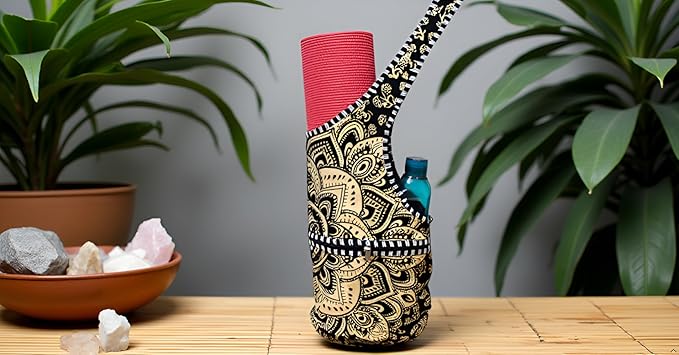 INDIAN CRAFT CASTLE Yoga Mat Bag | Tote Mat Bag | Sling Yoga Tote w/Large Side Pocket & Zipper Pocket | Yoga Mat Carrier Fits Most Size Mats