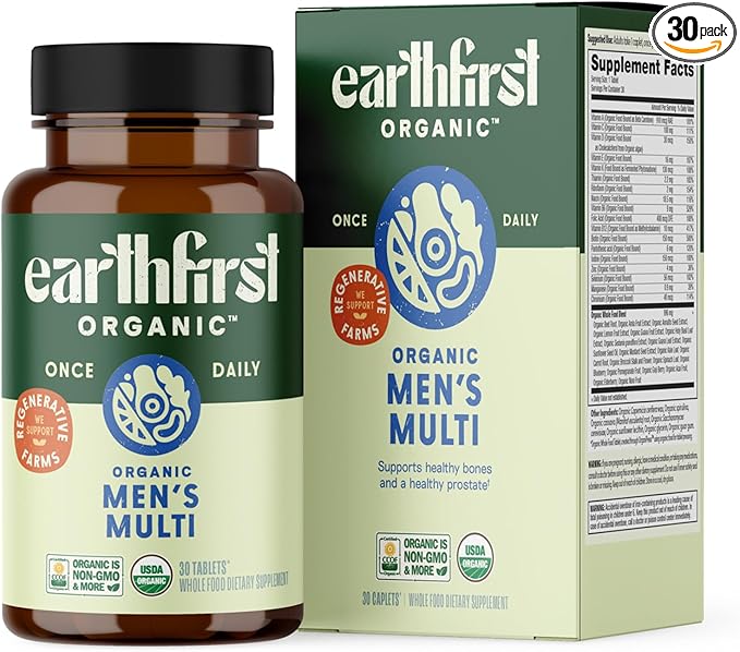Men’s Multi Once Daily, Whole-Food Multivitamin with 19 Vitamins & Minerals for Energy, Heart, Bone Strength, Prostate & Immune Support, Vegan, Non-GMO, 30 Count