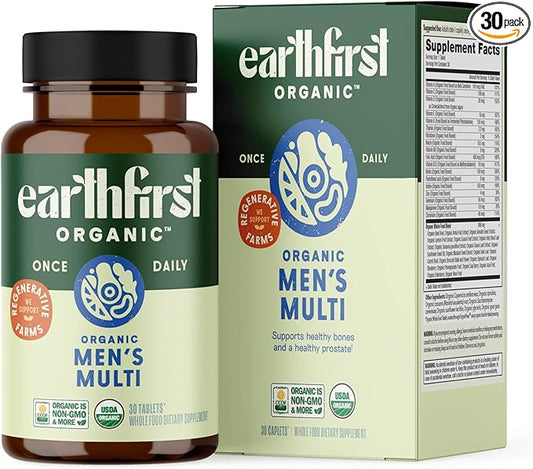 Men’s Multi Once Daily, Whole-Food Multivitamin with 19 Vitamins & Minerals for Energy, Heart, Bone Strength, Prostate & Immune Support, Vegan, Non-GMO, 30 Count