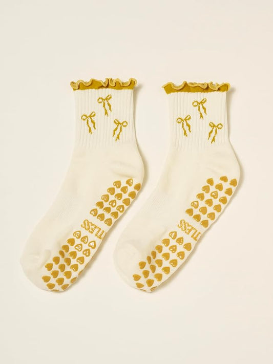 Shapes Studio Crew Half Calf Grip Socks, Cutest Fruits Pilates Socks, Ruffle socks, Non-Slip, Barre Yoga Fitness