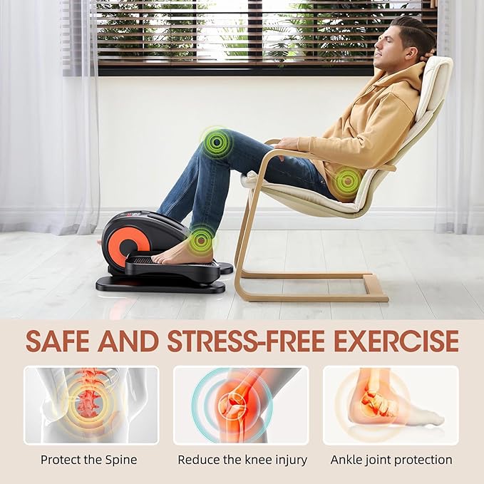 Under Desk Elliptical, Electric Seated Pedal Exerciser for Seniors with 12 Adjustable, Quiet & Compact Mini Ellipse Leg Exerciser with Display Monitor & Remote Control
