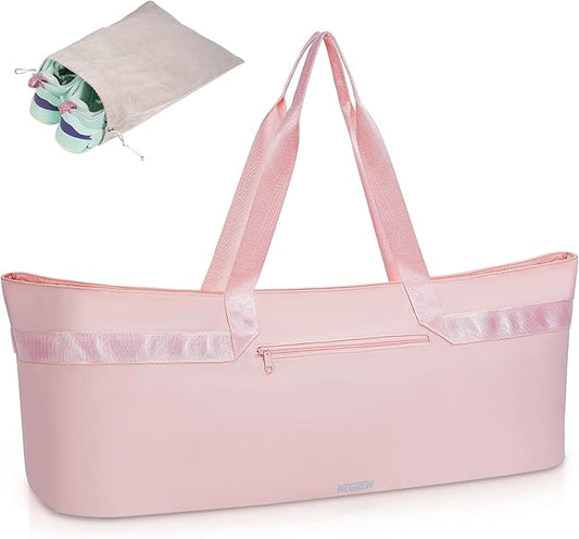 Large Yoga Mat Bag for Women,Pilates Bag with Shoes Bag & Wet Pocket,Gym Bag with Yoga Mat Holder Fits Most Size Mats,Yoga Mat Tote Carrier for Pilates Office Beach Workout (Pink)