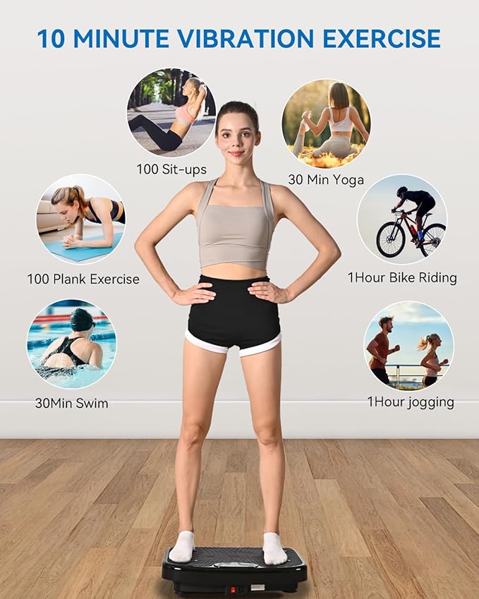 Vibration Plate Exercise Machine, Vibrating Plate Platform for Lymphatic Drainage with 200 Adjustable Speeds, Power Vibration Plate for Weight Loss & Fitness, Supports Max Weight 450 Lbs