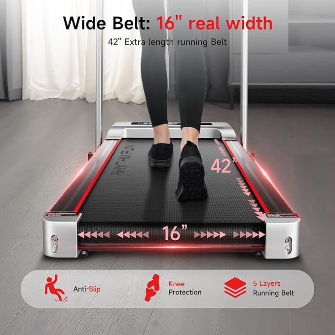 RHYTHM FUN Treadmill with Incline, Walking Pad with Handle Bar,300lbs Walking Pad with APP, Portable Folding Walking Treadmills for Home/Office with Low Noise