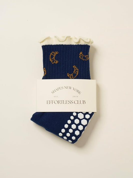 Shapes Studio Crew Half Calf Grip Socks, Cutest Fruits Pilates Socks, Ruffle socks, Non-Slip, Barre Yoga Fitness