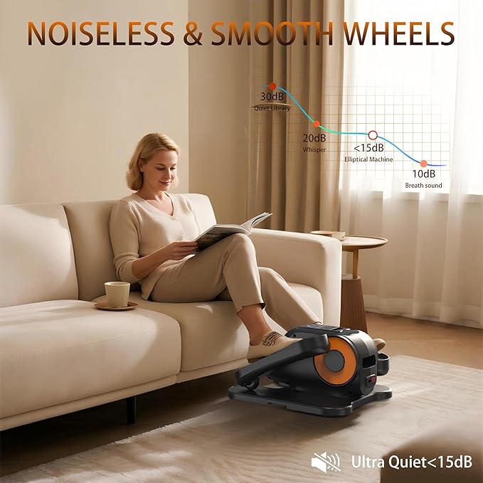 Under Desk Elliptical Machine, Electric Elliptical Training Machine w/Remote & 12 Speeds Level, Manual & Auto Mode, Elliptical Traier for Seniors Seated Pedal Exerciser for Home Office