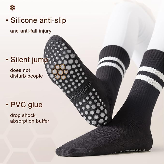 Diu Life 3 Pack Pilates Socks Yoga Socks with Grips for Women Non Slip, Workout, Pure Barre, Ballet, Dance, Hospital Socks