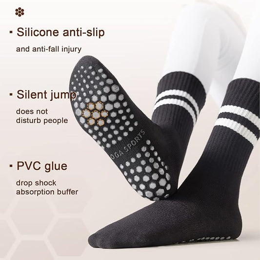 Diu Life 3 Pack Pilates Socks Yoga Socks with Grips for Women Non Slip, Workout, Pure Barre, Ballet, Dance, Hospital Socks