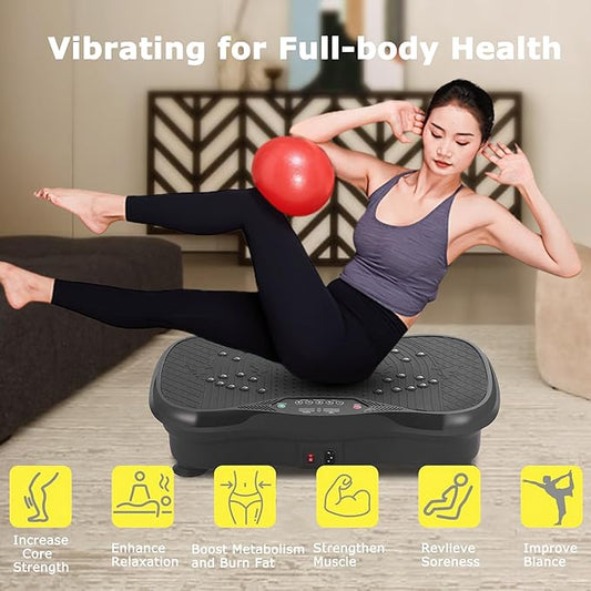 Vibration Plate Exercise Machine, Vibrating Plate Fitness Platform with Remote Control – Portable Vibration Plates for Lymphatic Drainage, Weight Loss, Toning, Recovery & Home Workouts
