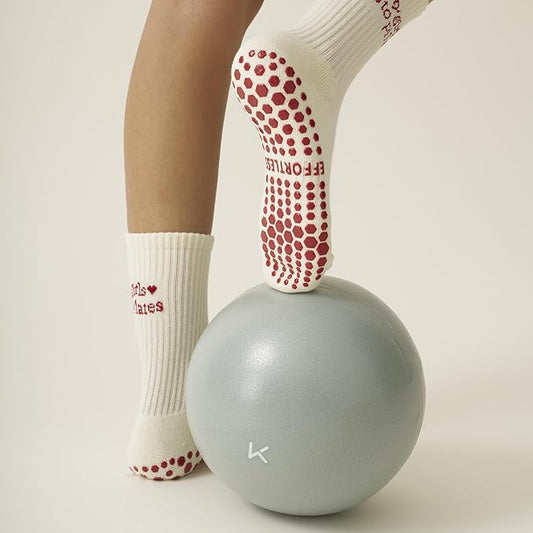 Shapes Studio Crew Half Calf Grip Socks, Cutest Fruits Pilates Socks, Ruffle socks, Non-Slip, Barre Yoga Fitness
