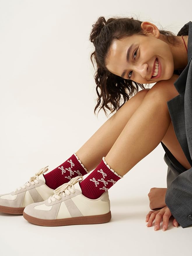 Shapes Studio Crew Half Calf Grip Socks, Cutest Fruits Pilates Socks, Ruffle socks, Non-Slip, Barre Yoga Fitness