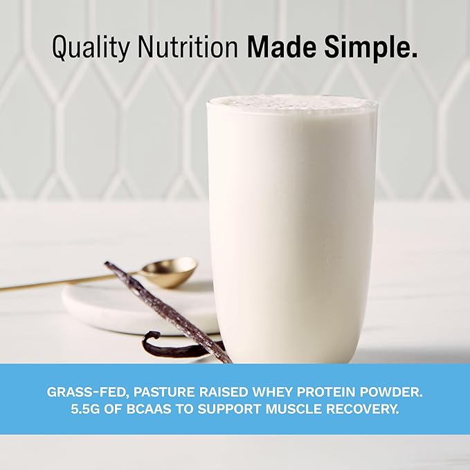 Rise Grass-Fed Whey Protein Powder - Vanilla | 25g Protein No Artificial Flavors, Colors, or Preservatives - Sugar Free, Gluten-Free, Soy Free (Single Serving, 1 Pack)
