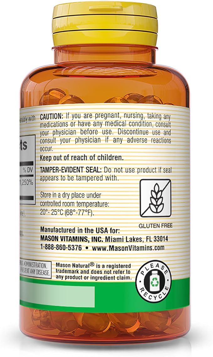 MASON NATURAL Vitamin D3 250 mcg (10000 IU), May Support Bone and Immune Health, from Corn Oil, 30 Softgels (Pack of 3)