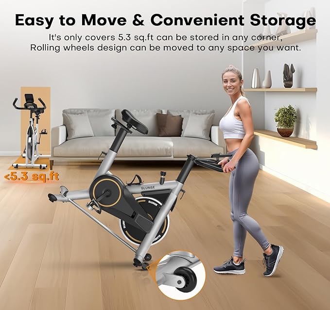 Exercise Bike, Adjustable Magnetic Resistance Stationary Bikes for Home with App Compatible, Quiet Indoor Cycling Bike with 350lbs Weight Capacity Comfortable Seat, Digital Monitor & Phone Mount
