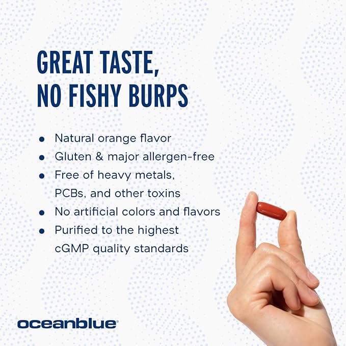 Oceanblue 2100 Triple Strength Omega 3 Fish Oil with Turmeric | Burpless Omega 3 Combo Supplement with Curcumin EPA DHA DPA| Heart and Joint Support | 60 Softgels
