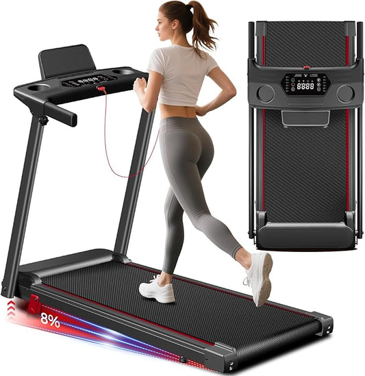 Treadmill with Incline 3-in-1 Portable Treadmills for Home Small, Incline Walking Pad Treadmill with Handle Bar, Walking Pad Foldable with 3.0HP Quiet Brushless, LED Dispay, 300LBS Capacity