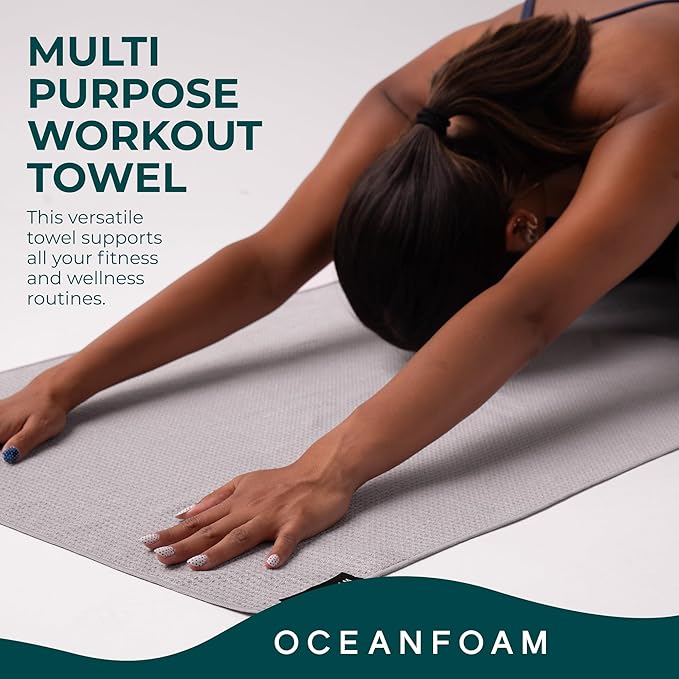 Oceanfoam Beach Towel – Lightweight, Absorbent, Quick-Drying, Sand-Resistant, Non-Slip – Ideal for Workouts, Yoga, Pilates, Beach, Pool, Boat & Travel – 25% Recycled – 72"x24" (Charcoal Gradient)