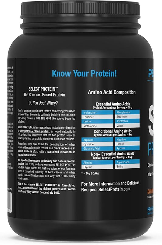 PEScience Select Protein Powder, Whey and Casein Blend, Clean Protein Powder for Women and Men, Low Calorie, Low Carb, Keto Friendly, Gluten Free - Caramel Waffle Cone - 27 Servings