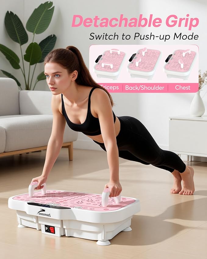 Vibration Plate Exercise Machine, 8000 Vibrations/min Adjustable Fitness Platform, 400 Lbs Capacity Whole Body Workout Extra Large Size Platform with Bluetooth for Weight Loss, Women & Men