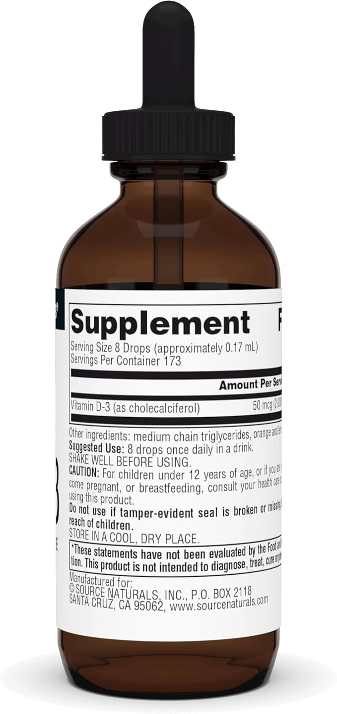 Source Naturals Vitamin D-3 Liquid Drops 2000 iu Supports Bone & Immune Health* - 1 Fluid oz