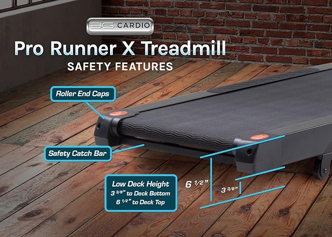 3G Cardio Pro Runner X Treadmill - Heavy Duty Home Construction - FreeSync FTMS Bluetooth Connectivity - Low 6.5" Step-up Height - Foldable Compact Storage - Orthopedic Belt - 350 lb Capacity
