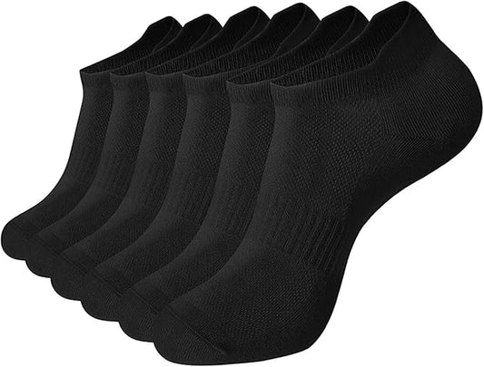 brookhaus Women Low Cut No Show Running Socks 6 Pairs - Cushioned Arch Support, Moisture Wicking Athletic Ankle Socks