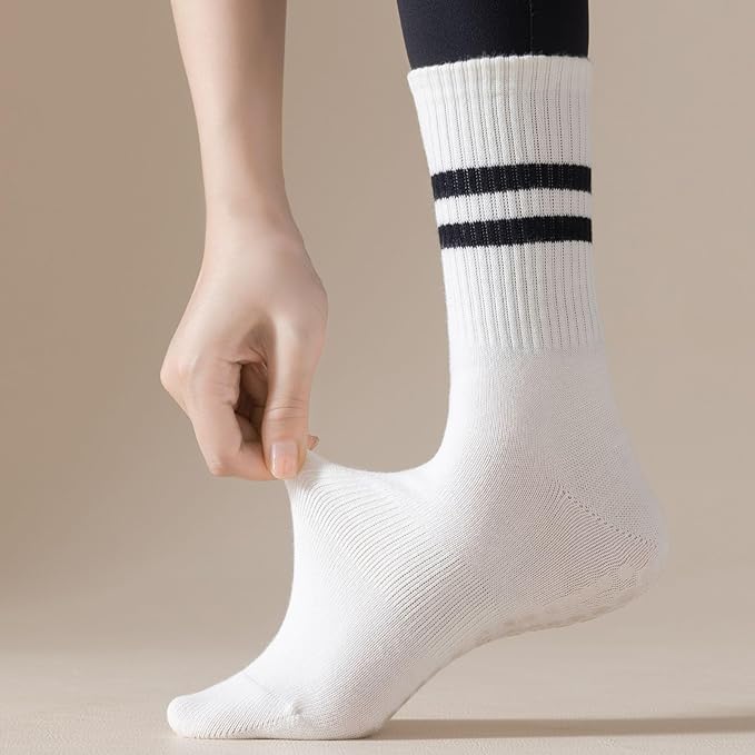 3/6 Pairs Cute Pilates Socks with Grips,Yoga Socks Barre Sock Non Slip Embroidery for Barre Ballet Workout