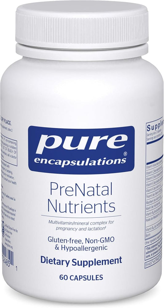 Pure Encapsulations PreNatal Nutrients - for Pregnancy & Lactation - Aids Energy & DNA Development* - with Folate, Choline & Iron - Gluten Free & Non-GMO - 60 Capsules