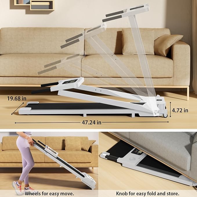 AoraPulse Portable Foldable Treadmills for Home, Small Folding Treadmill for Home Office with 300 LBS Capacity, Walking Running Exercise Electric Compact Treadmill with LED Display