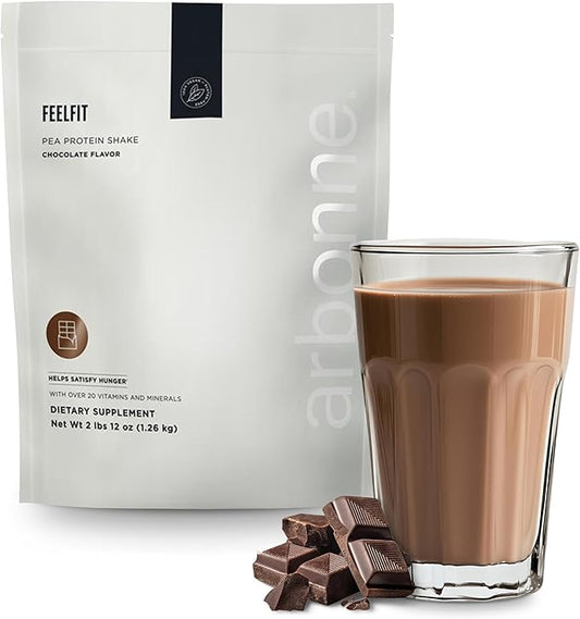 Arbonne Feelfit Pea Protein Shake - Daily Supplement Powder, Vegan Protein for Support of Overall Health, Energy and Well-Being, Chocolate