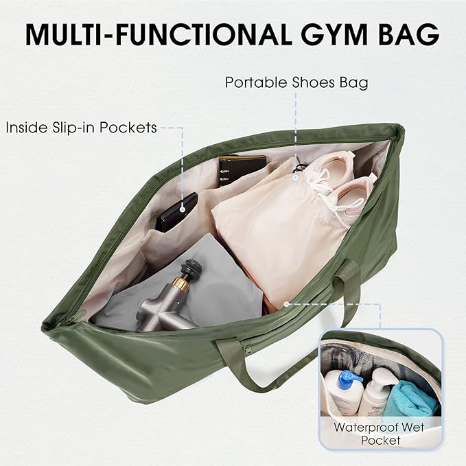 Large Yoga Mat Bag with Shoes Compartment and Wet Pocket Ladies Pilates Gym Tote Bag with Yoga Mat Holder Strap for Women Men Workout Carrier Stuff Accessories