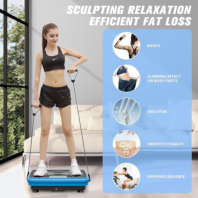 Vibration Exercise Plate – Full Body Fitness Platform for Home Gym, Lymphatic Drainage & Fat Burning Workout Machine, Weight Loss & Muscle Toning Equipment for Women & Men