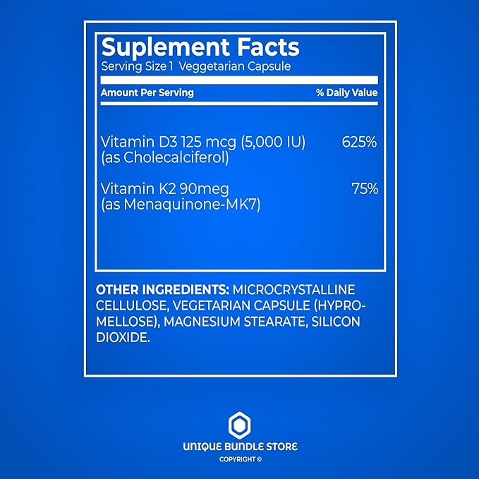 Spring Valley, K2 D3 Vitamin Supplement, 90mcg + 125mcg Vegetarian Capsules 90 Count, Vitamin D3 K2 + 7 Day Pill Organizer Included (Pack of 2)