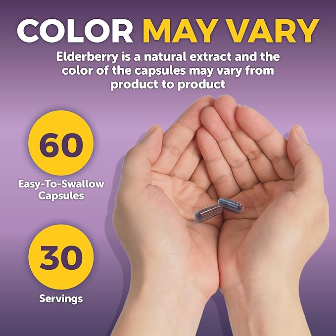 Viva Naturals Black Elderberry with Vitamin C and Zinc for Adults (60 Count) - Sambucus Elderberry Immune Support Supplement, Black Elderberry Capsules for Adults, Elderberry Supplements for Women