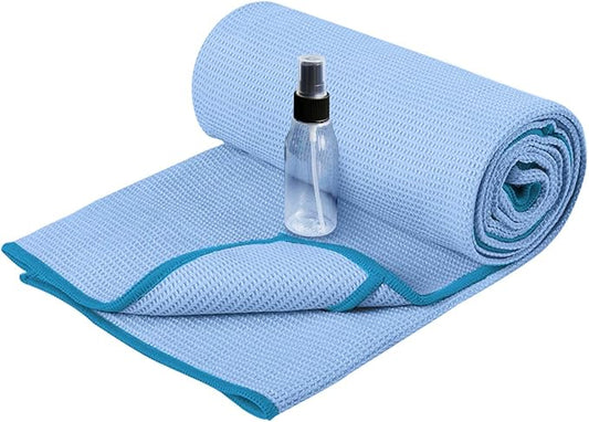 Heathyoga Hot Yoga Towel Non Slip, Microfiber Non Slip Yoga Mat Towel, Exclusive Corner Pockets Design, Dual-Grip, Sweat Absorbent, Perfect for Hot Yoga, Bikram, Pilates and Yoga Mats