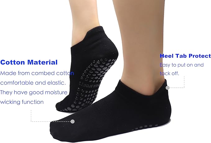 Tamlien Yoga & Pilates Grip Socks - Non-Slip, Barefoot, Pregnant-Friendly Crew Socks for Yoga, Barre & Sports