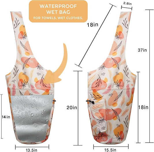 Yoga Mat Bag Carrier for Women Workout Large Waterproof with Zipper Pocket, Keychain and Wide Shoulder Straps