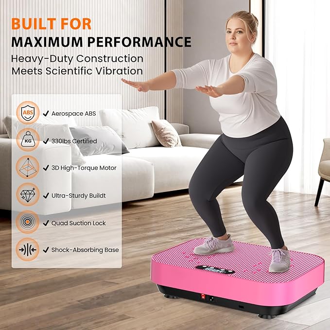 Vibration Plate Exercise Machine, 2025 Upgraded Fitness Vibrating Lymphatic Drainage Full Body Workout Shaker for Weight Loss, Featuring a 330 Lbs Capacity Vibrate Fitness Platform with 8 Modes